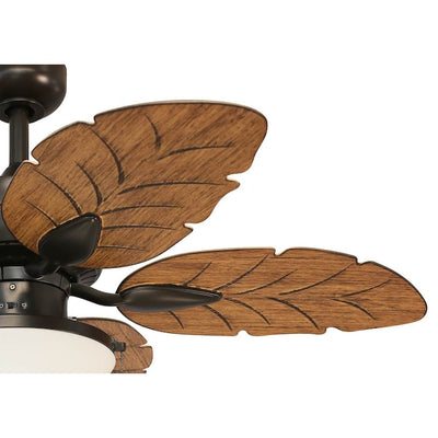 Harbor Breeze Waveport 52-Inch Aged Bronze LED Ceiling Fan with Palm Leaf Blades, Indoor/Outdoor