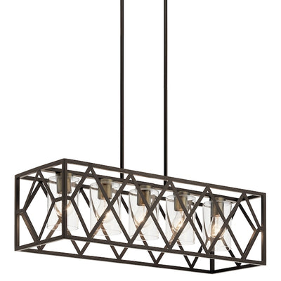 Kichler Solander 5-Light Linear Pendant, Olde Bronze Finish with Clear Glass Panels, 32-inch Fixture