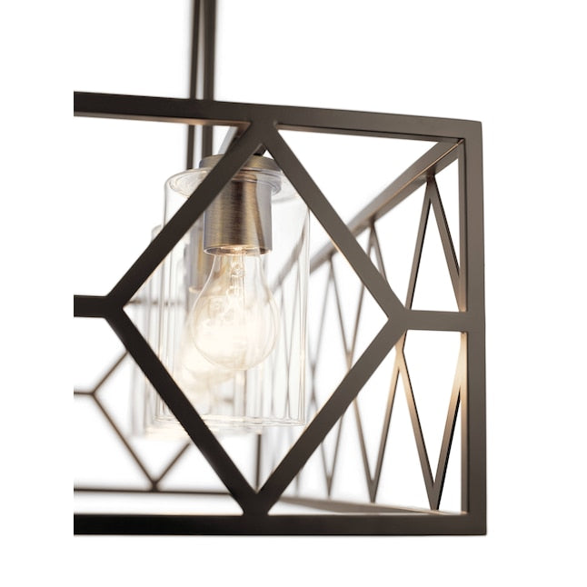 Kichler Solander 5-Light Linear Pendant, Olde Bronze Finish with Clear Glass Panels, 32-inch Fixture