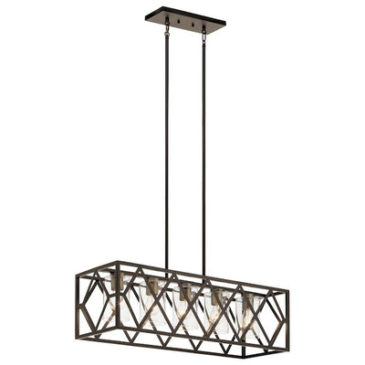 Kichler Solander 5-Light Linear Pendant, Olde Bronze Finish with Clear Glass Panels, 32-inch Fixture