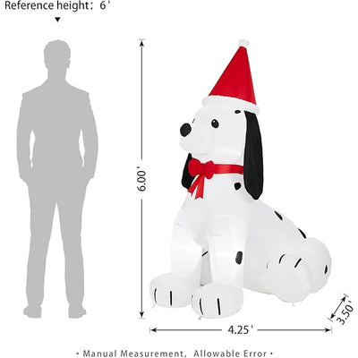 Glitzhome 6ft Christmas Inflatable Puppy Dog – Built-In Lights, Holiday Yard