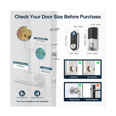 Smart Keyless Entry Door Lock - Fingerprint Electronic, Silver