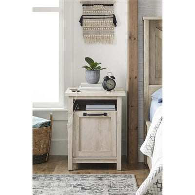 Better Homes & Gardens Modern Farmhouse USB Nightstand, Rustic White Finish