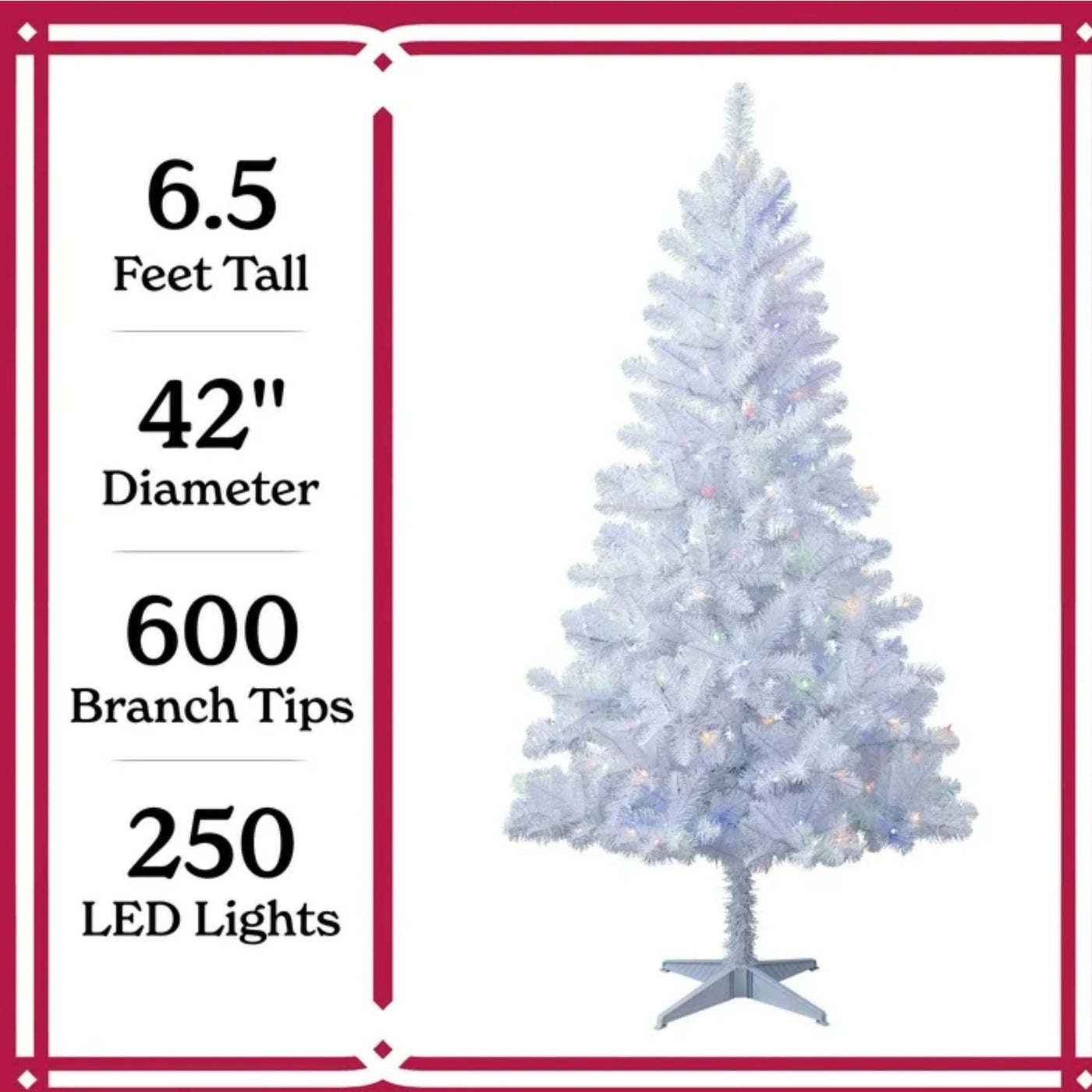 Holiday Time 6.5' Pre-Lit White Madison Pine Artificial Christmas Tree