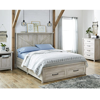 Better Homes & Gardens Modern Farmhouse USB Nightstand, Rustic White Finish