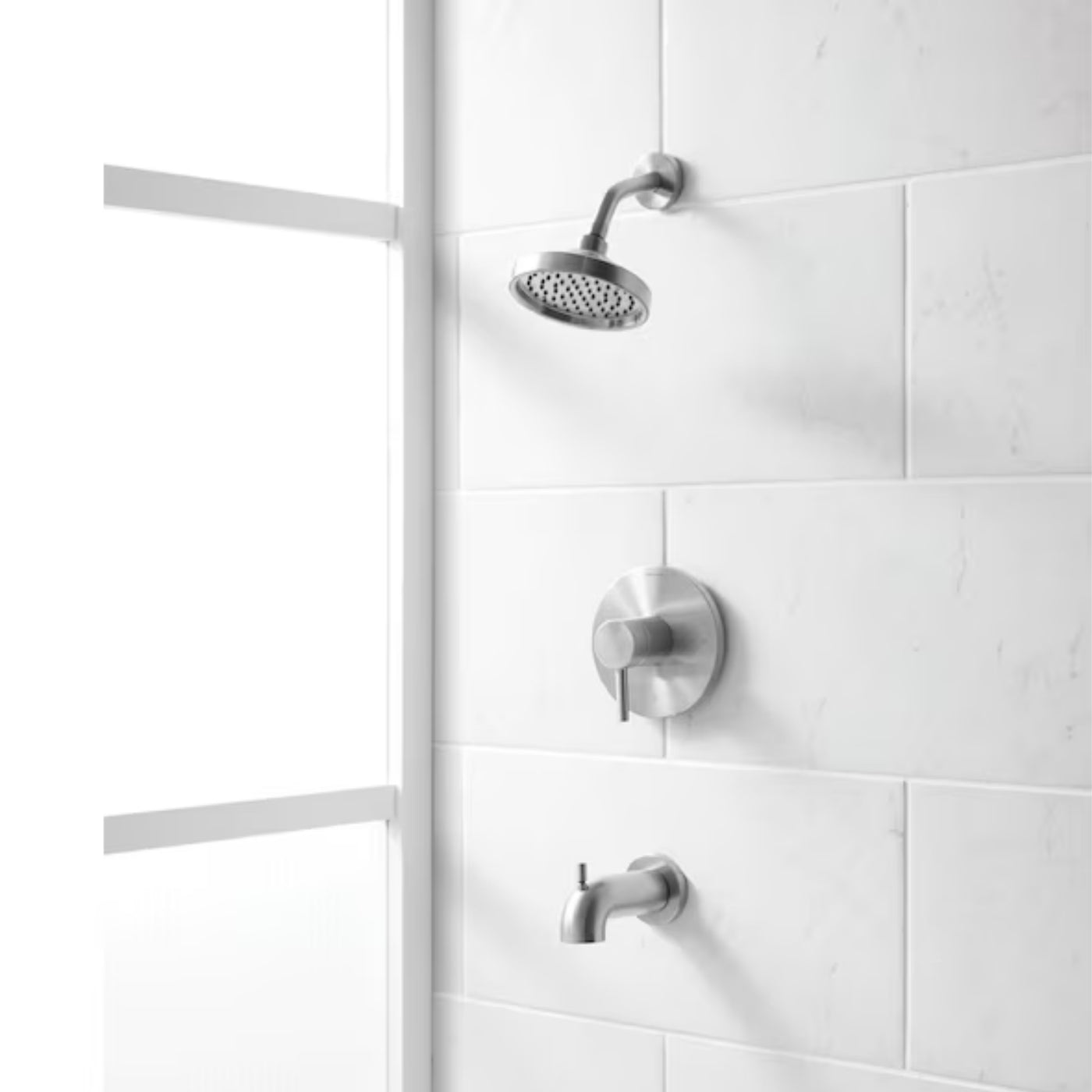 Allen + roth Harlow Brushed Nickel 1-Handle Bathtub & Shower Faucet with Valve