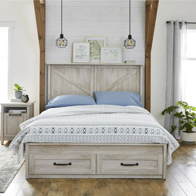 Better Homes & Gardens Modern Farmhouse USB Nightstand, Rustic White Finish