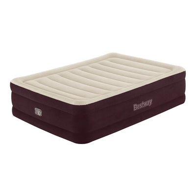 Bestway Maroon Tritech Queen Airbed – 20" with Built-In AC Pump for Comfort
