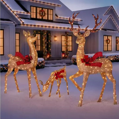 Member's Mark 3-Piece Pre-Lit Animated Deer Family – Enchanting Holiday Décor
