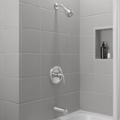 Project Source Dover Chrome 1-Handle Shower Faucet | 2.75" Round Single Function