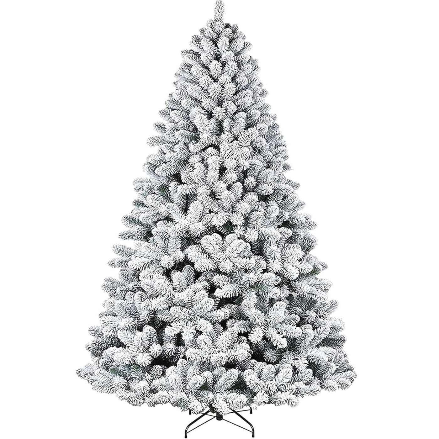 SUGIFT 6ft Snow Flocked Pine Artificial Christmas Tree – 1000 Tips GoodHinged