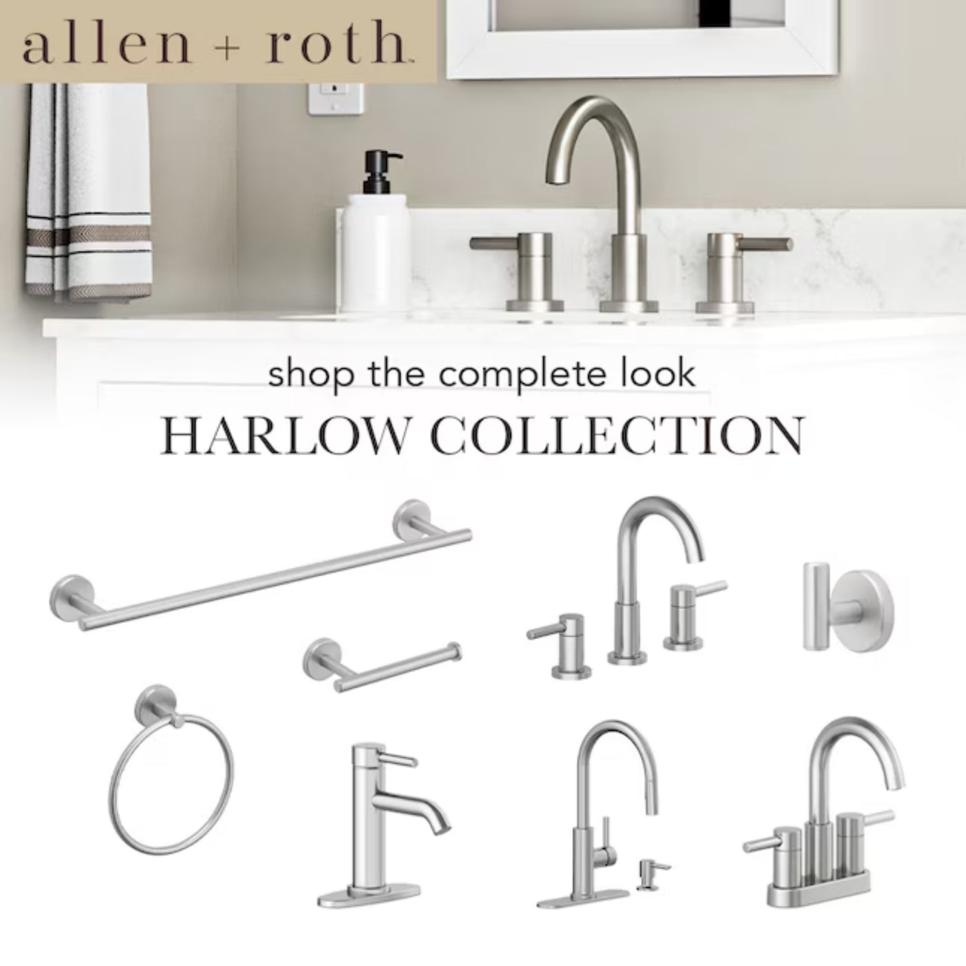 Allen + roth Harlow Brushed Nickel 1-Handle Bathtub & Shower Faucet with Valve
