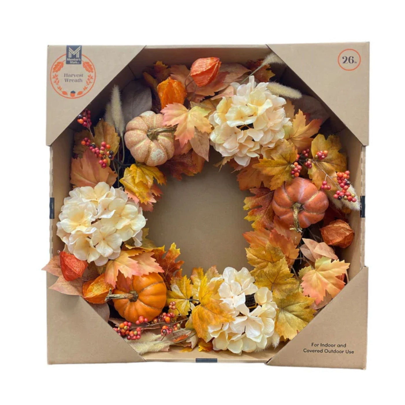 Member's Mark Seasonal Harvest Dahlia/Pumpkin Wreath – 26" Fall Décor Accent