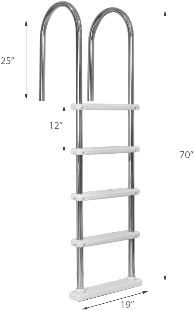 GarveeLife 5-Step In-Ground Pool Ladder - 304 Stainless Steel, Non-Slip Steps, Easy Install