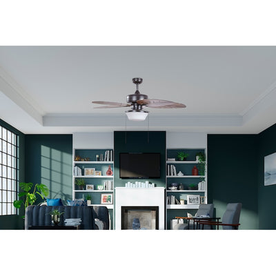 Harbor Breeze Waveport 52-Inch Aged Bronze LED Ceiling Fan with Palm Leaf Blades, Indoor/Outdoor