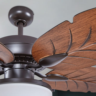 Harbor Breeze Waveport 52-Inch Aged Bronze LED Ceiling Fan with Palm Leaf Blades, Indoor/Outdoor