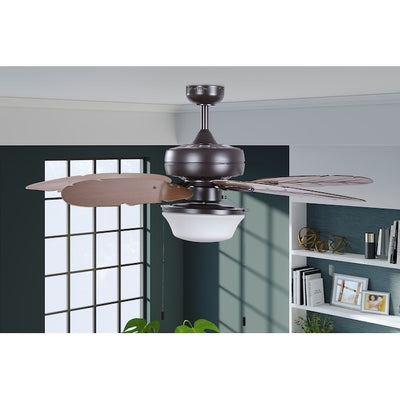 Harbor Breeze Waveport 52-Inch Aged Bronze LED Ceiling Fan with Palm Leaf Blades, Indoor/Outdoor