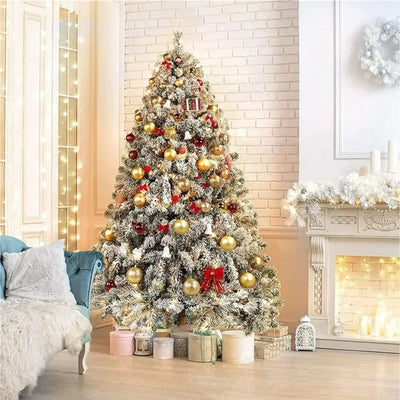 SUGIFT 6ft Snow Flocked Pine Artificial Christmas Tree – 1000 Tips GoodHinged