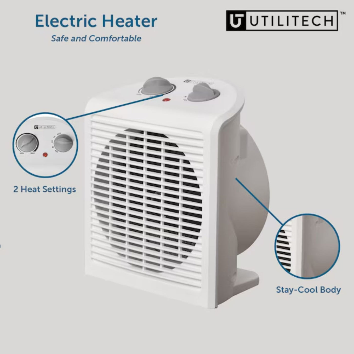 Utilitech Up to 1500-Watt Fan Compact Personal Indoor Electric Space Heater