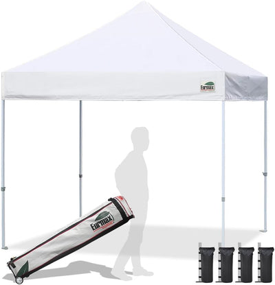 Eurmax USA 10x10ft Patio Pop-Up Canopy Tent with Heavy Duty Roller Bag & Sandbags - Ideal for Events