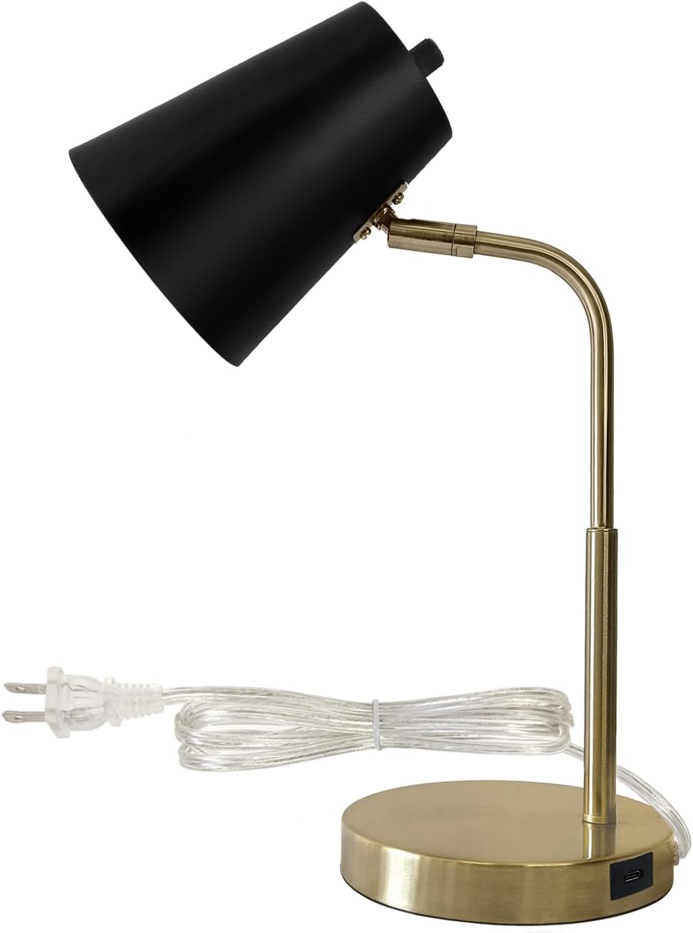 Lampz Soho Desk Lamp | Adjustable Shade & USB-C Charging Port, 15.5" | Brass