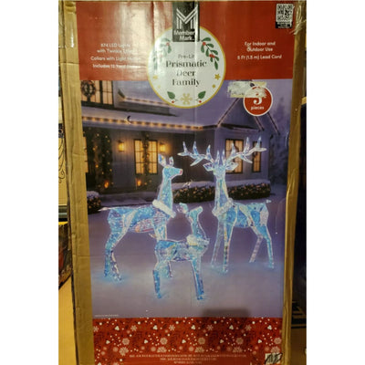 Member's Mark LED Pre-Lit Prismatic Deer Family Iridescent LED Lights – 3-Piece