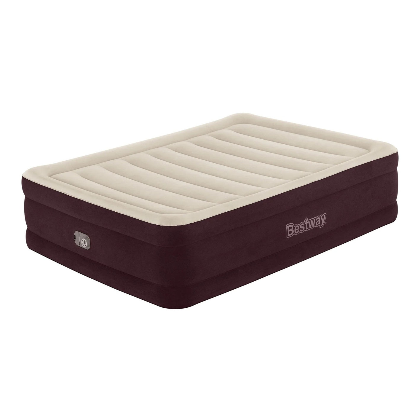 Bestway Maroon Tritech Queen Airbed – 20" with Built-In AC Pump