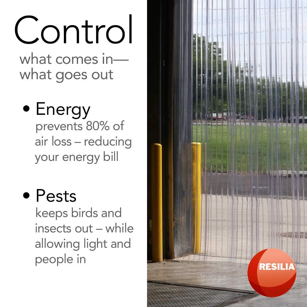 RESILIA - Plastic Vinyl Strip Curtain for Walk in Freezers, Coolers & Warehouse Doors - Clear, 120 mil Thick Between Ribs, 12 Inch x 100 Foot Roll
