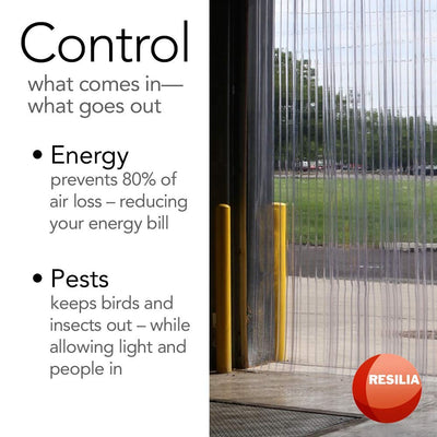 RESILIA - Plastic Vinyl Strip Curtain for Walk in Freezers, Coolers & Warehouse Doors - Clear, 120 mil Thick Between Ribs, 12 Inch x 100 Foot Roll