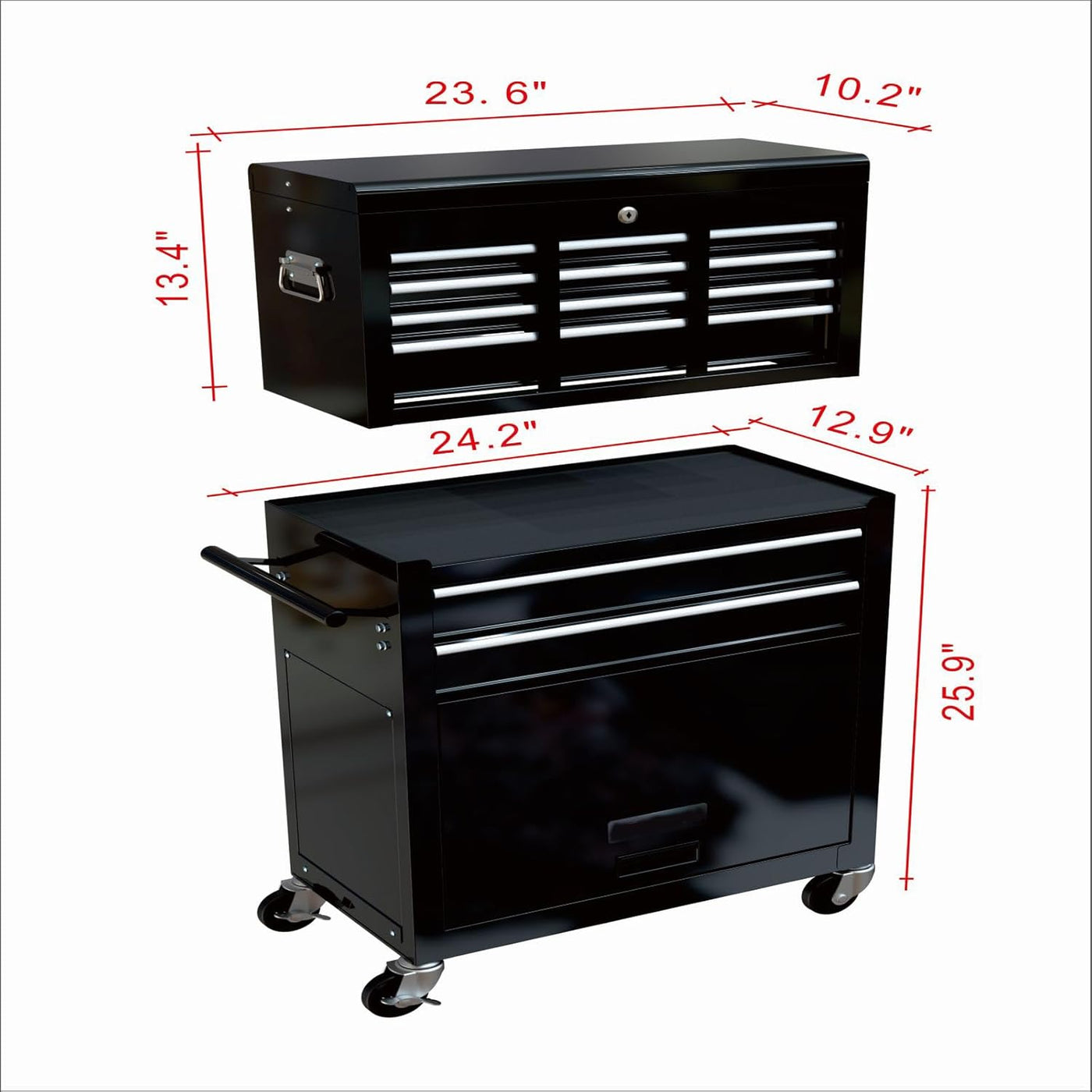 SLifet 8-Drawer Rolling Tool Chest | Removable Tool Cart | Locking Storage, Black