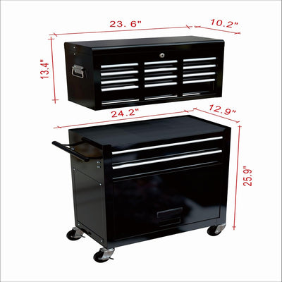 SLifet 8-Drawer Rolling Tool Chest | Removable Tool Cart | Locking Storage, Black