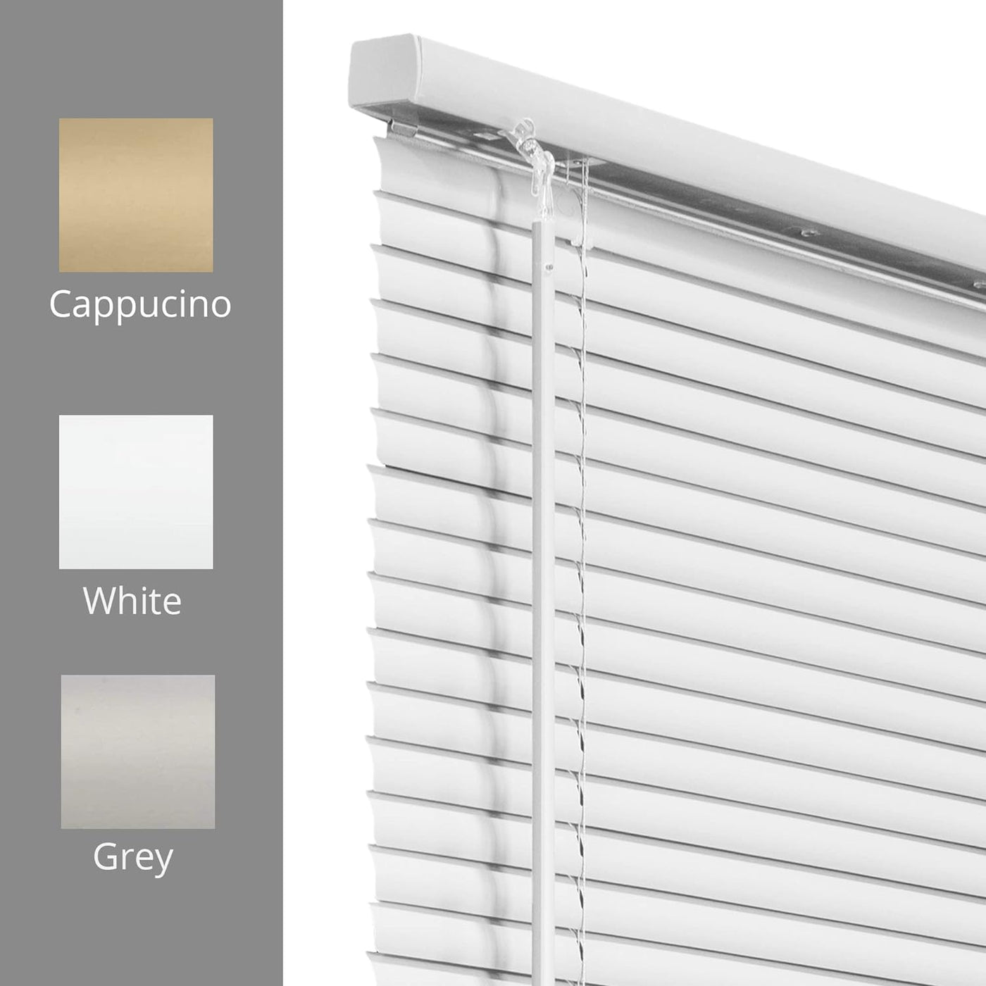 CHICOLOGY Cordless Mini Blinds - Gloss White Venetian Blinds for Windows & Doors, 72"W x 60"H