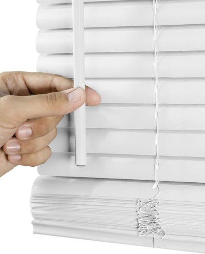 CHICOLOGY Cordless Mini Blinds - Gloss White Venetian Blinds for Windows & Doors, 72"W x 60"H