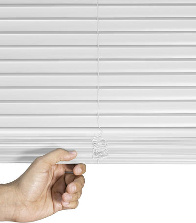 CHICOLOGY Cordless Mini Blinds - Gloss White Venetian Blinds for Windows & Doors, 72"W x 60"H