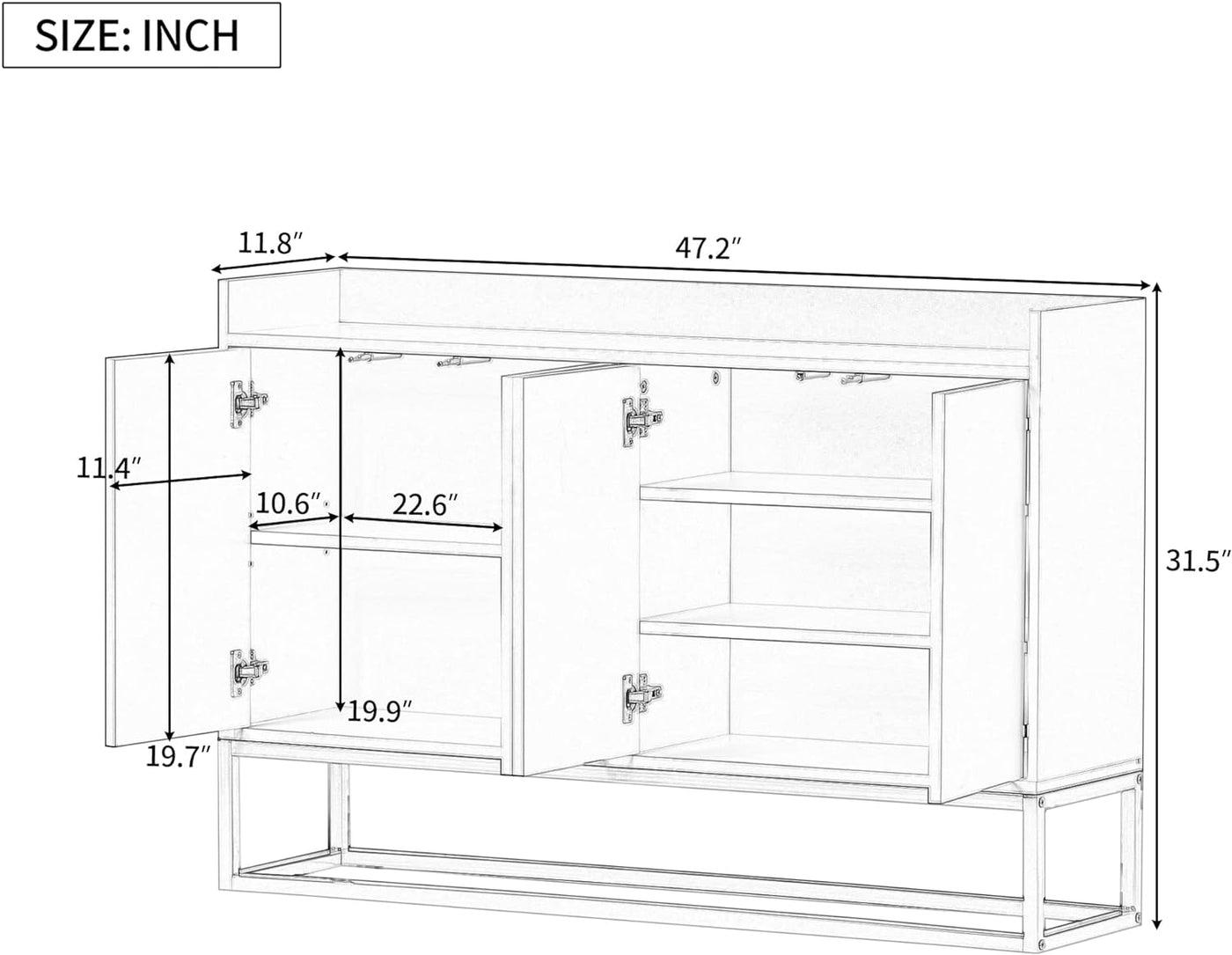 CuisinSmart Buffet Cabinet with Storage | Push-to-Open Doors | Modern Sideboard