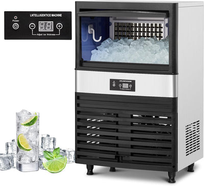 PIONEERWORKS Commercial Ice Maker | 130 lbs/Day, 40 lbs Storage | Stainless Steel