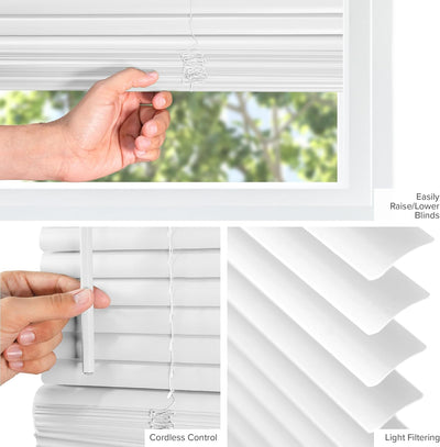 CHICOLOGY Cordless Mini Blinds - Gloss White Venetian Blinds for Windows & Doors, 72"W x 60"H
