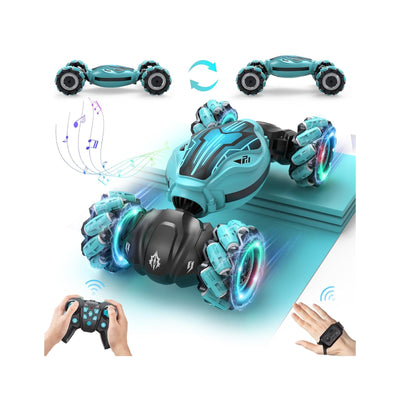 Gesture Sensing RC Stunt Car with Light and Music Double Sided Off-Road, Blue