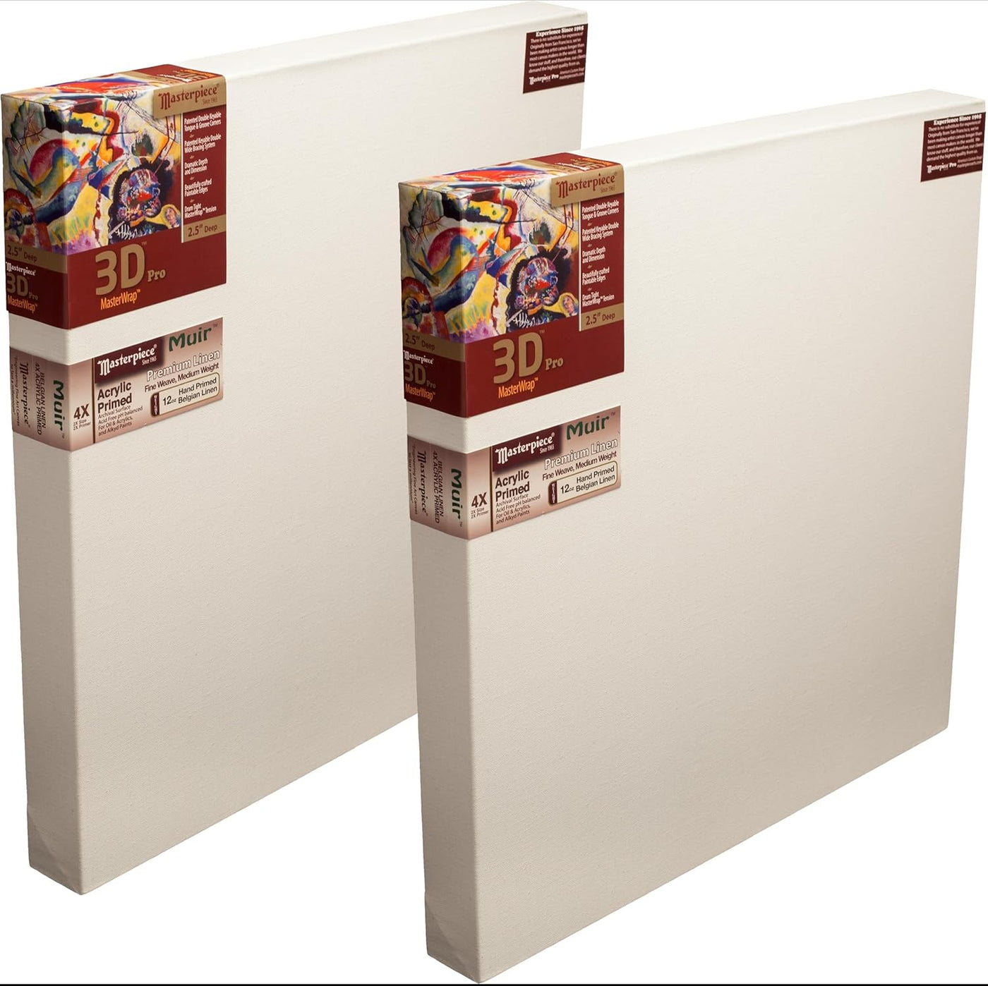 Masterpiece 3D Pro Stretched Canvas | 45x63" Belgian Linen, 2.5" Deep, 2-Pack