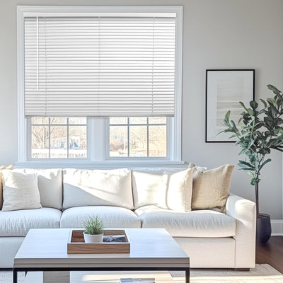 CHICOLOGY Cordless Mini Blinds - Gloss White Venetian Blinds for Windows & Doors, 72"W x 60"H