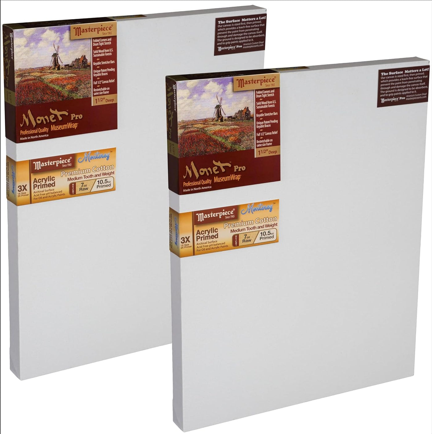 Masterpiece Monet Pro Stretched Canvas | 45" x 78", 1.5" Deep | 10.5oz Cotton
