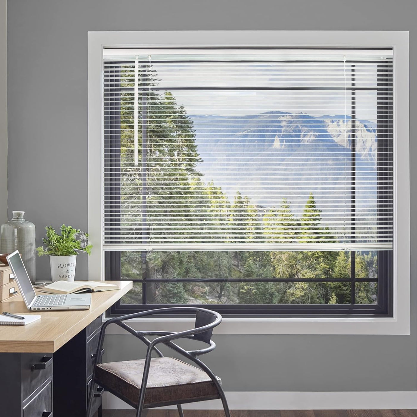 CHICOLOGY Cordless Mini Blinds - Gloss White Venetian Blinds for Windows & Doors, 72"W x 60"H