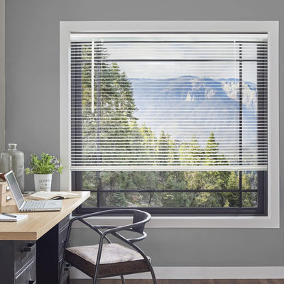 CHICOLOGY Cordless Mini Blinds - Gloss White Venetian Blinds for Windows & Doors, 72"W x 60"H
