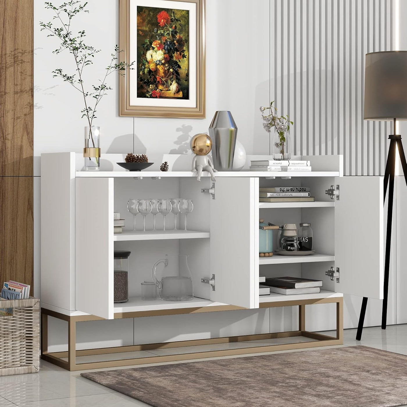 CuisinSmart Buffet Cabinet with Storage | Push-to-Open Doors | Modern Sideboard