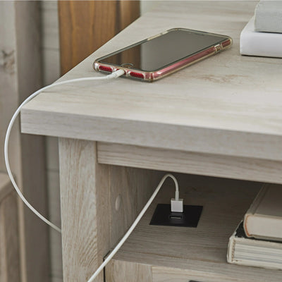 Better Homes & Gardens Modern Farmhouse USB Nightstand, Rustic White Finish