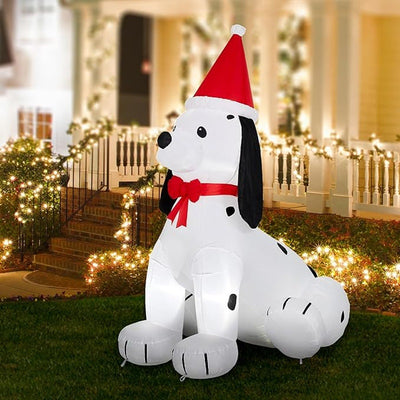 Glitzhome 6ft Christmas Inflatable Puppy Dog – Built-In Lights, Holiday Yard