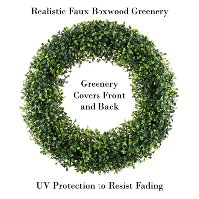 Pure Garden 19.5" Artificial Boxwood Wreath – Lush Greenery for Indoor & Outdoor