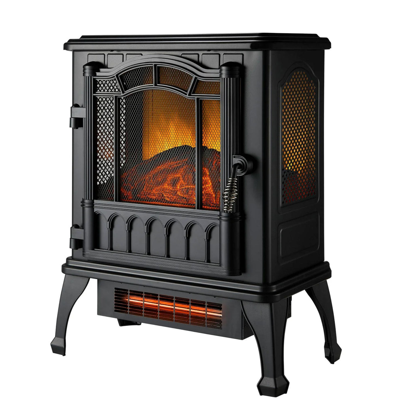 Mainstays New 2-Setting 3D Electric Stove Heater with Life-like Flame, Black