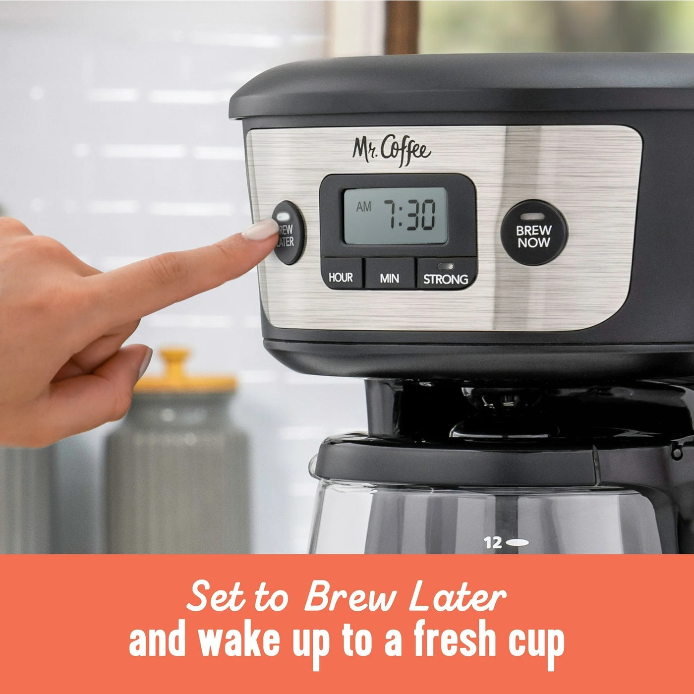 Mr. Coffee 12 Cup Programmable Coffee Maker with Strong Brew, Stainless
