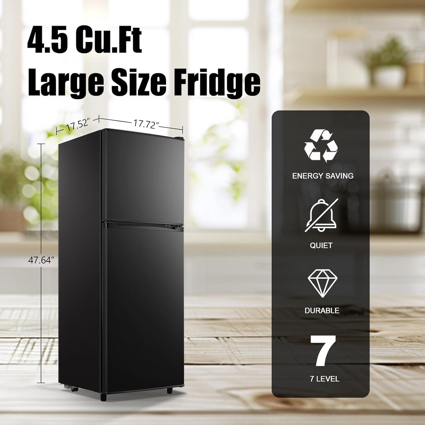 Hisense 4.4 Cu. Ft. Mini Fridge with Freezer | ENERGY STAR Certified | Black